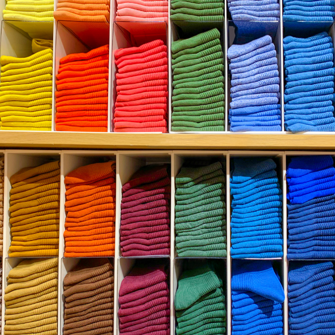 Talentsocken in vielen bunten Farben